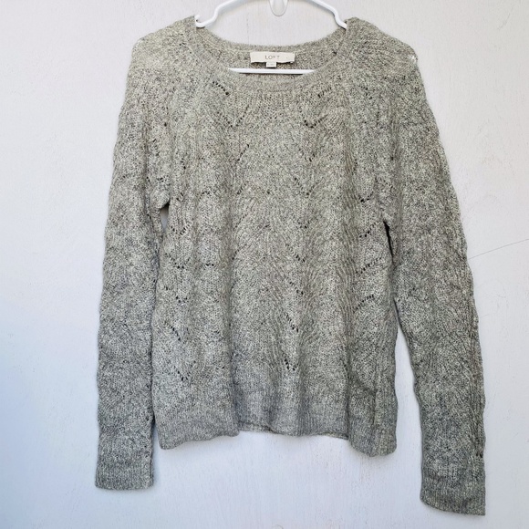 LOFT Sweaters - LOFT Light Gray Mohair Blend Crew Neck Sweater